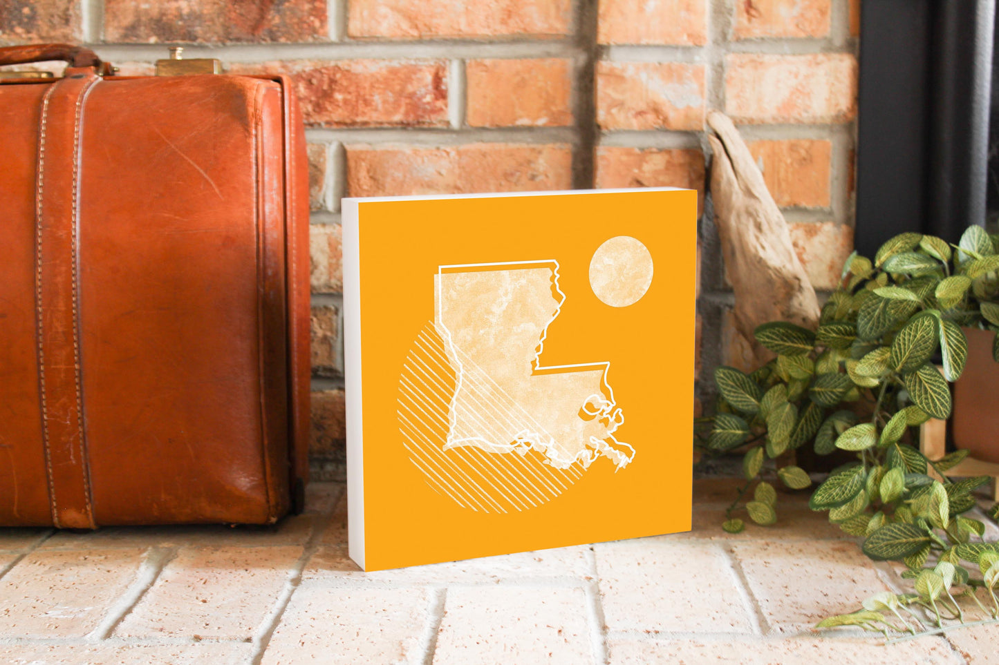 Bright Modern Geometric On Orange Louisiana | Wood Block | Eaches | Min 2