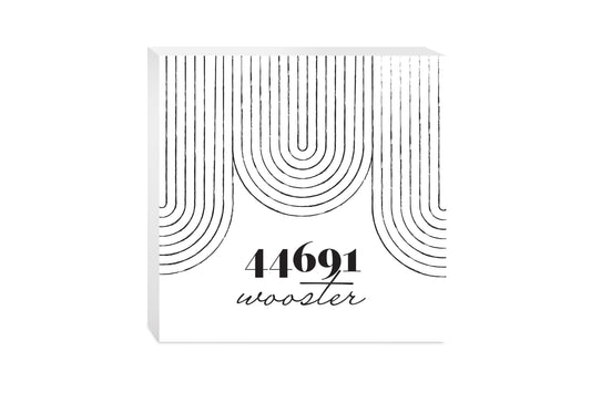 Black And White City Zip On White Ohio Wooster | Wood Block | Eaches | Min 2