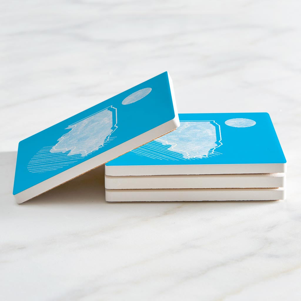 Bright Modern Geometric On Blue Georgia| Absorbent Coasters | Set of 4 | Min 2