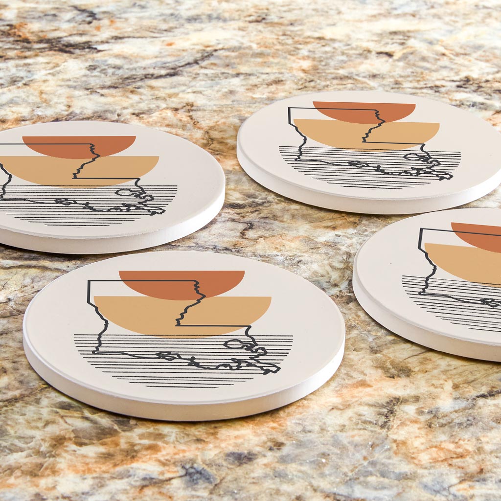 Vintage Groove Shape Stack Louisiana | Absorbent Coasters | Set of 4 | Min 2