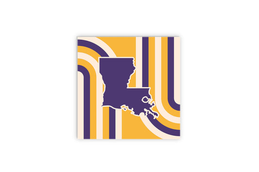 Purple Gold Louisiana Retro State Shape | Wood Sign | Eaches | Min 2