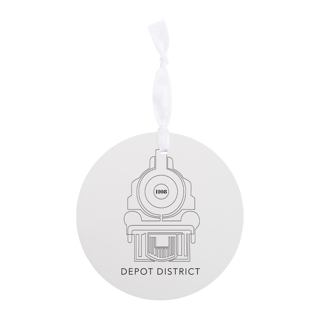 Minimalistic B&W Ardmore Ok Depot District | Wood Ornament | Eaches | Min 6