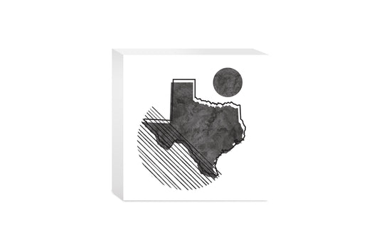 Black And White Geometric On White Texas | Wood Block | Eaches | Min 4