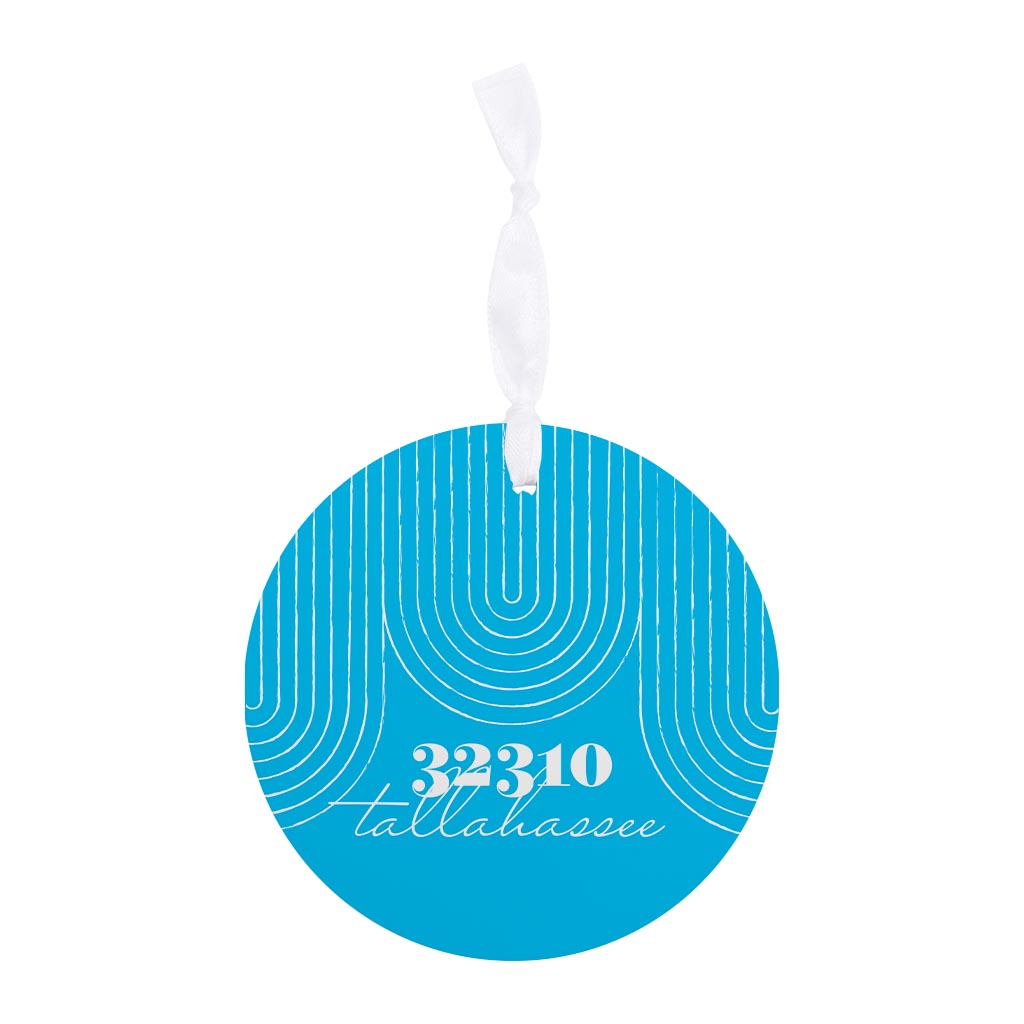 Bright Modern City Zip On Teal Florida Tallahassee | Wood Ornament | Eaches | Min 6