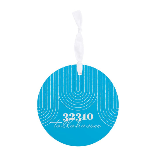 Bright Modern City Zip On Teal Florida Tallahassee | Wood Ornament | Eaches | Min 6