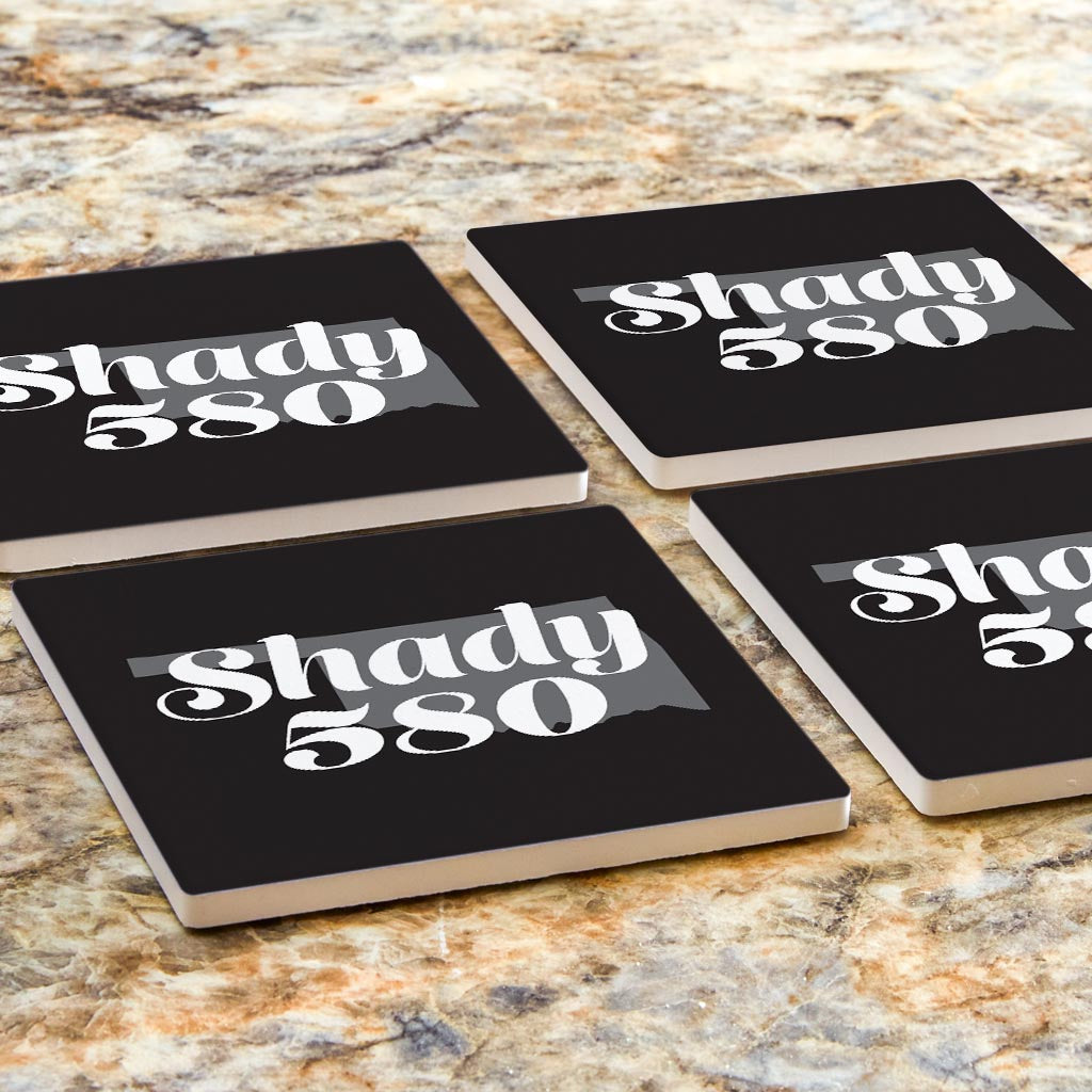 Minimalistic B&W Ardmore Ok Shady 580 Black | Absorbent Coasters | Set of 4 | Min 2