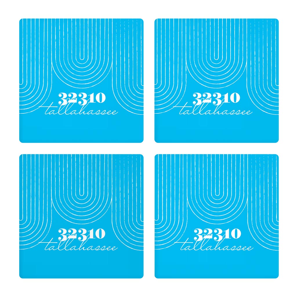 Bright Modern City Zip On Teal Florida Tallahassee | Absorbent Coasters | Set of 4 | Min 2