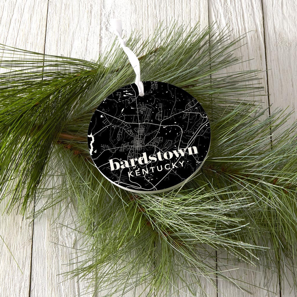 Black And White Black Map Kentucky Bardstown| Wood Ornament | Eaches | Min 6