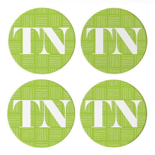 Bright Modern Abbreviated On Green Tennessee | Absorbent Coasters | Set of 4 | Min 2