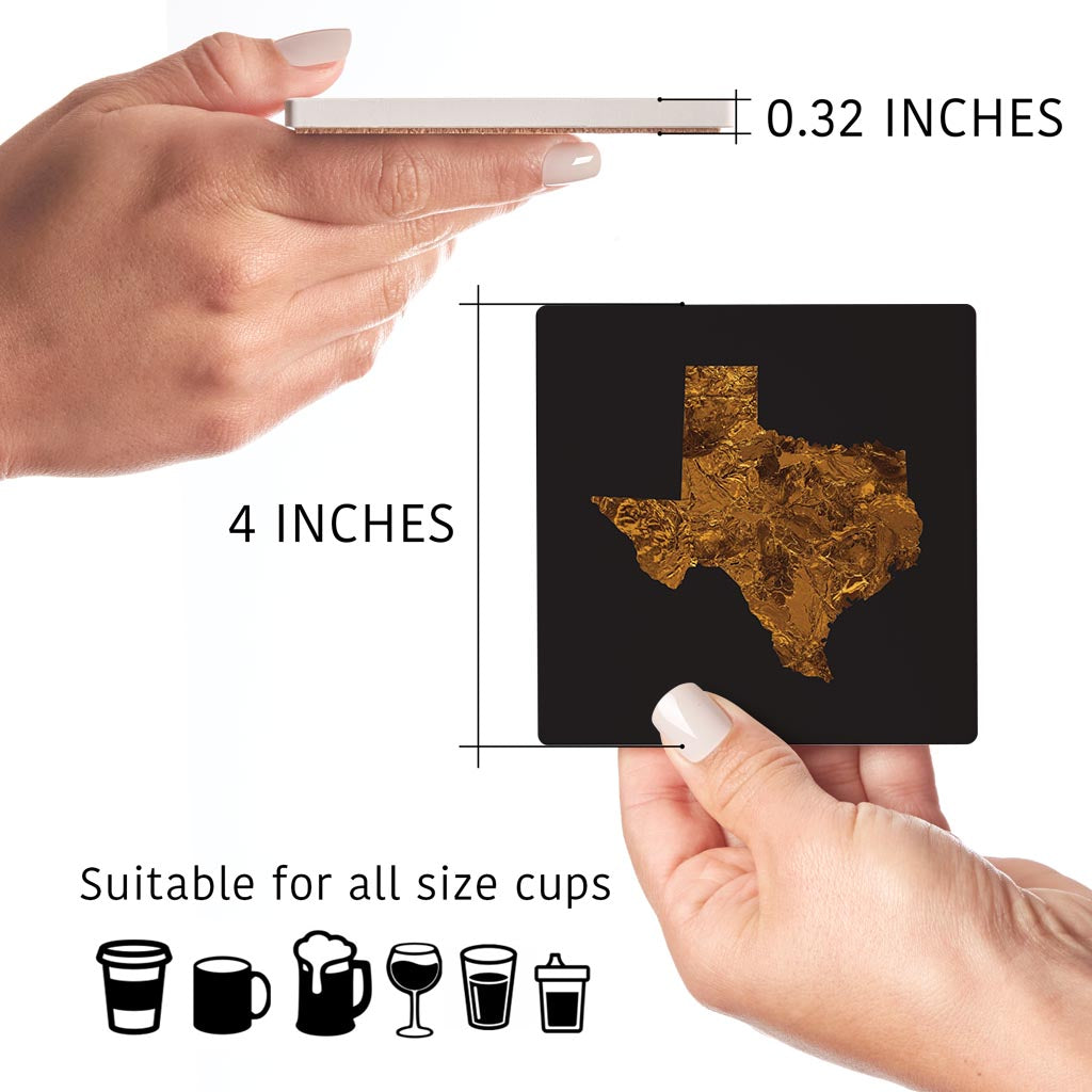 Texas State Shape Copper | Absorbent Coasters | Set of 4 | Min 2