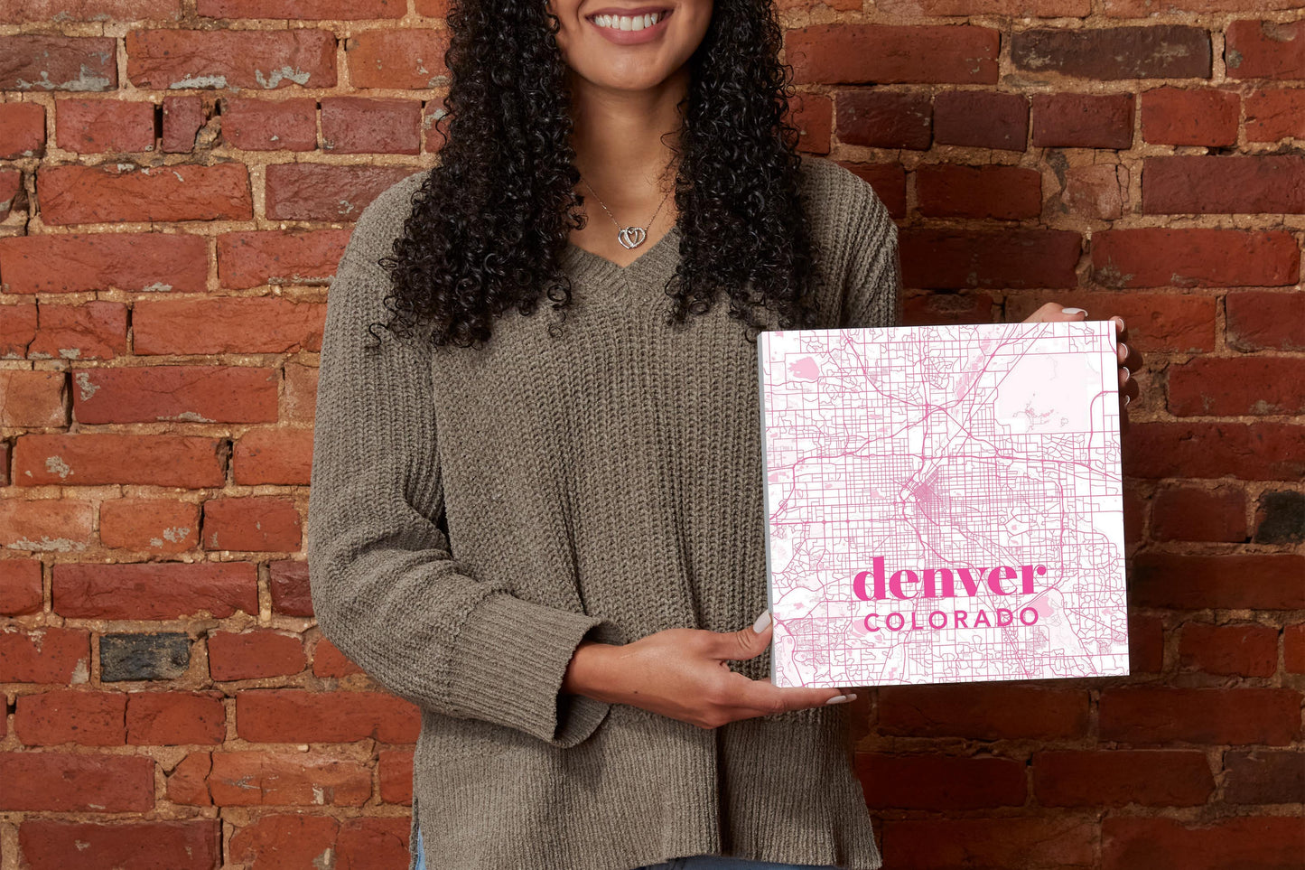 Bright Modern Pink Map Colorado Denver | Wood Block | Eaches | Min 2