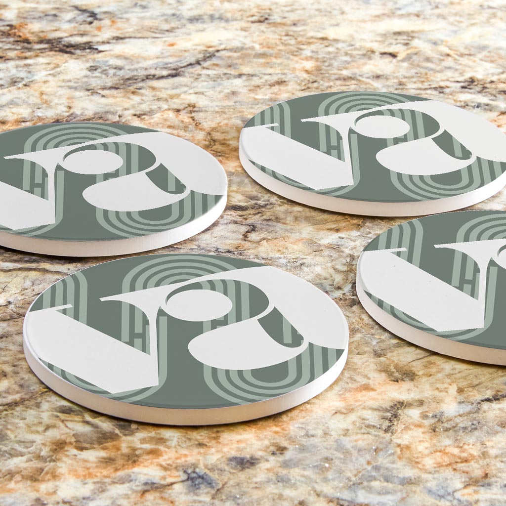 Vintage Groove Green Wave Lines Virginia Va| Absorbent Coasters | Set of 4 | Min 2