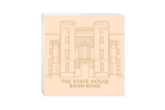 Minimalistic Baton Rouge State House Colorful | Wood Block | Eaches | Min 2