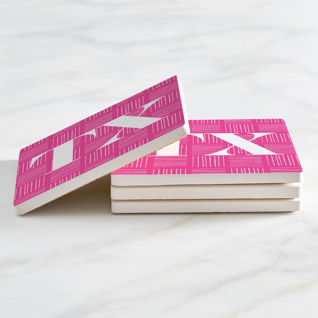 Bright Modern Abbreviated On Pink Texas | Absorbent Coasters | Set of 4 | Min 2