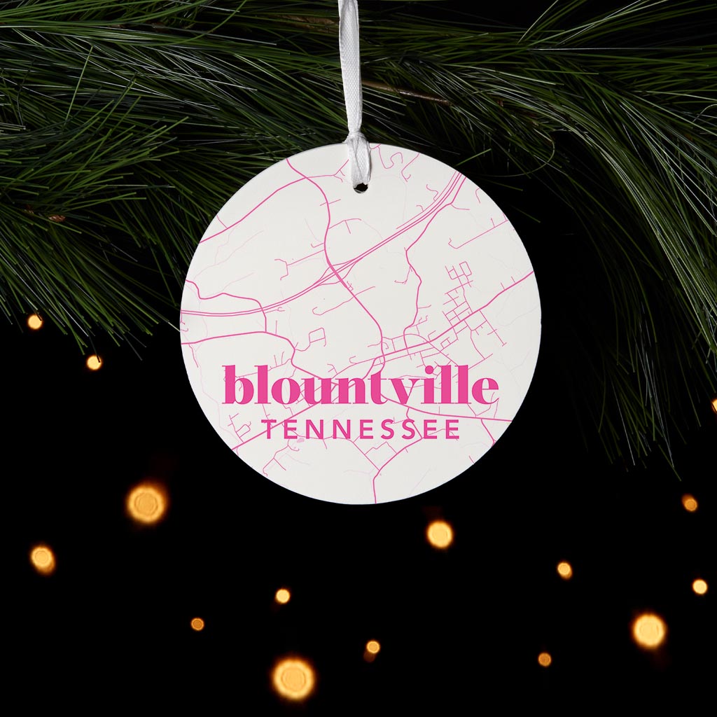 Bright Modern Pink Map Tennessee Blountville| Wood Ornament | Eaches | Min 6