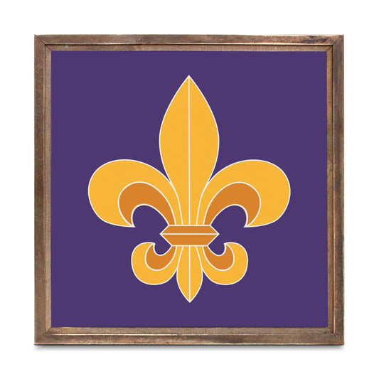 Purple Gold Louisiana Fleur De Lis | Wood Sign | Eaches | Min 1