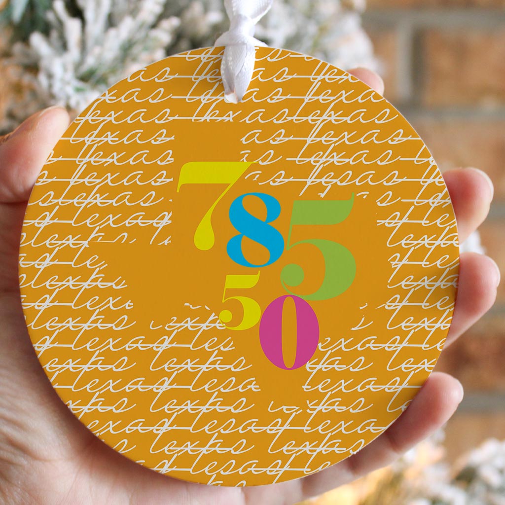 Bright Modern State Script Orange Texas Harlingen | Wood Ornament | Eaches | Min 6