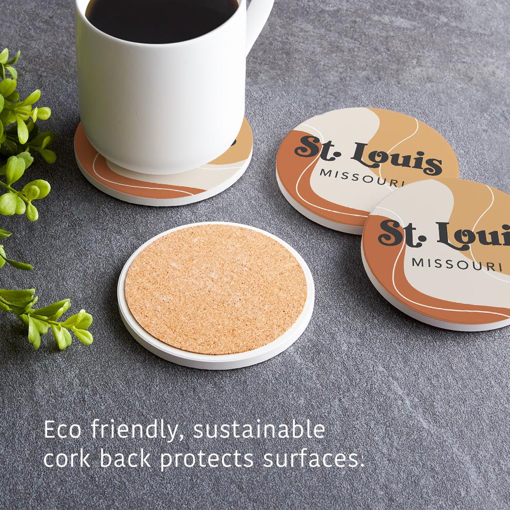 Vintage Groove Fluid Orange Missouri St Louis| Absorbent Coasters | Set of 4 | Min 2