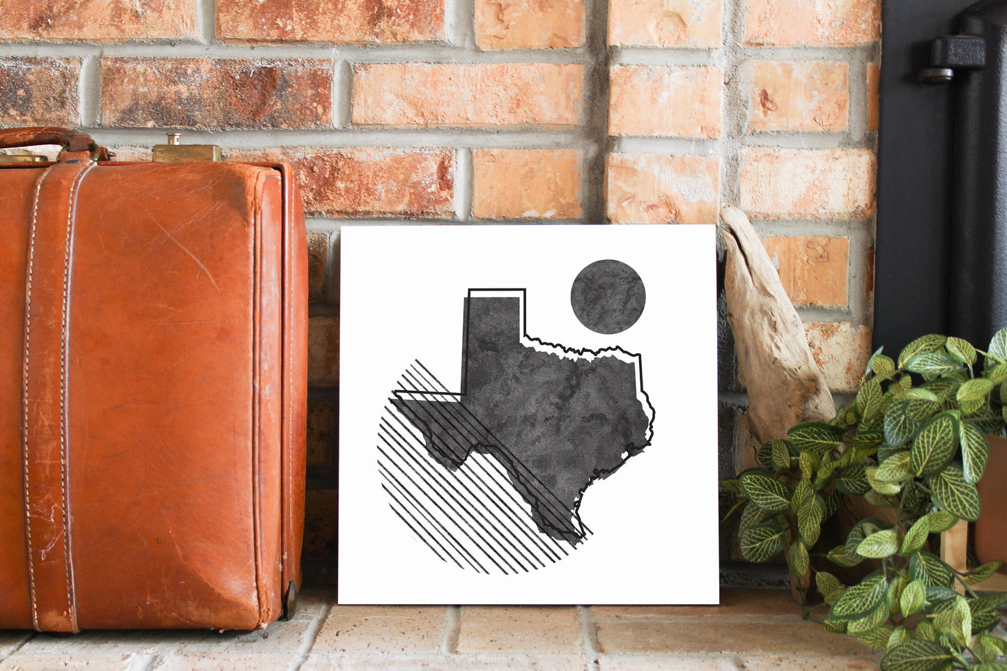 Black And White Geometric On White Texas | Wood Sign | Eaches | Min 2