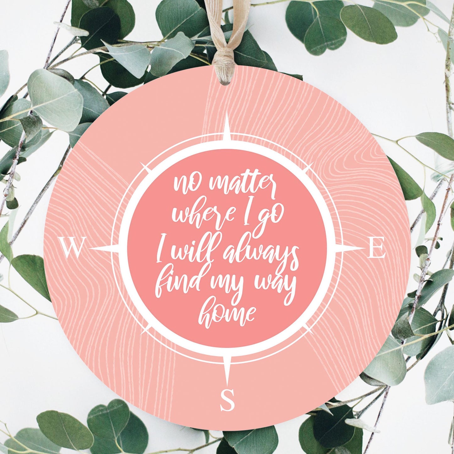 Boho Color Compass On Pink Quote | Wood Ornament | Eaches | Min 1