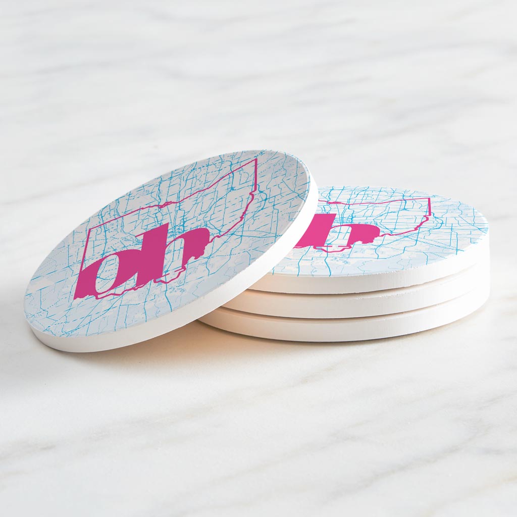 Bright Modern Abbreviated State Map Blue Ohio Columbus | Absorbent Coasters | Set of 4 | Min 2