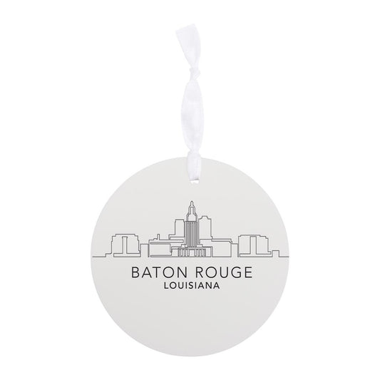 Minimalistic Baton Rouge Skyline | Wood Ornament | Eaches | Min 6