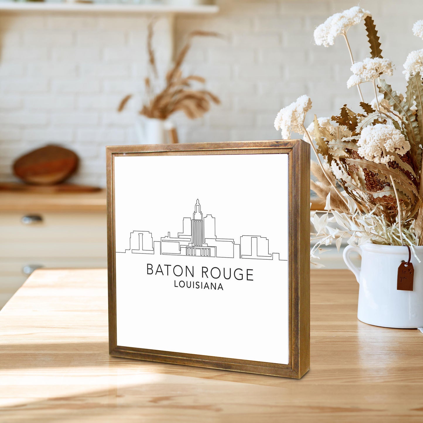 Minimalistic Baton Rouge Skyline | Wood Sign | Eaches | Min 1