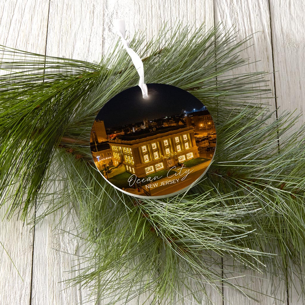 OCNJ City Hall Christmas Ornament| Wood Ornament | Eaches | Min 6