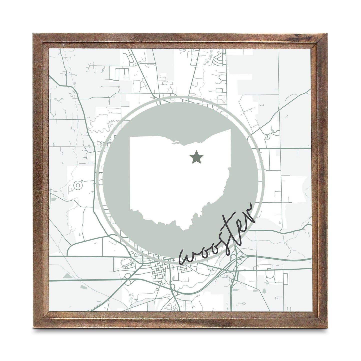 Vintage Groove State Star Map Ohio Wooster | Wood Sign | Eaches | Min 1