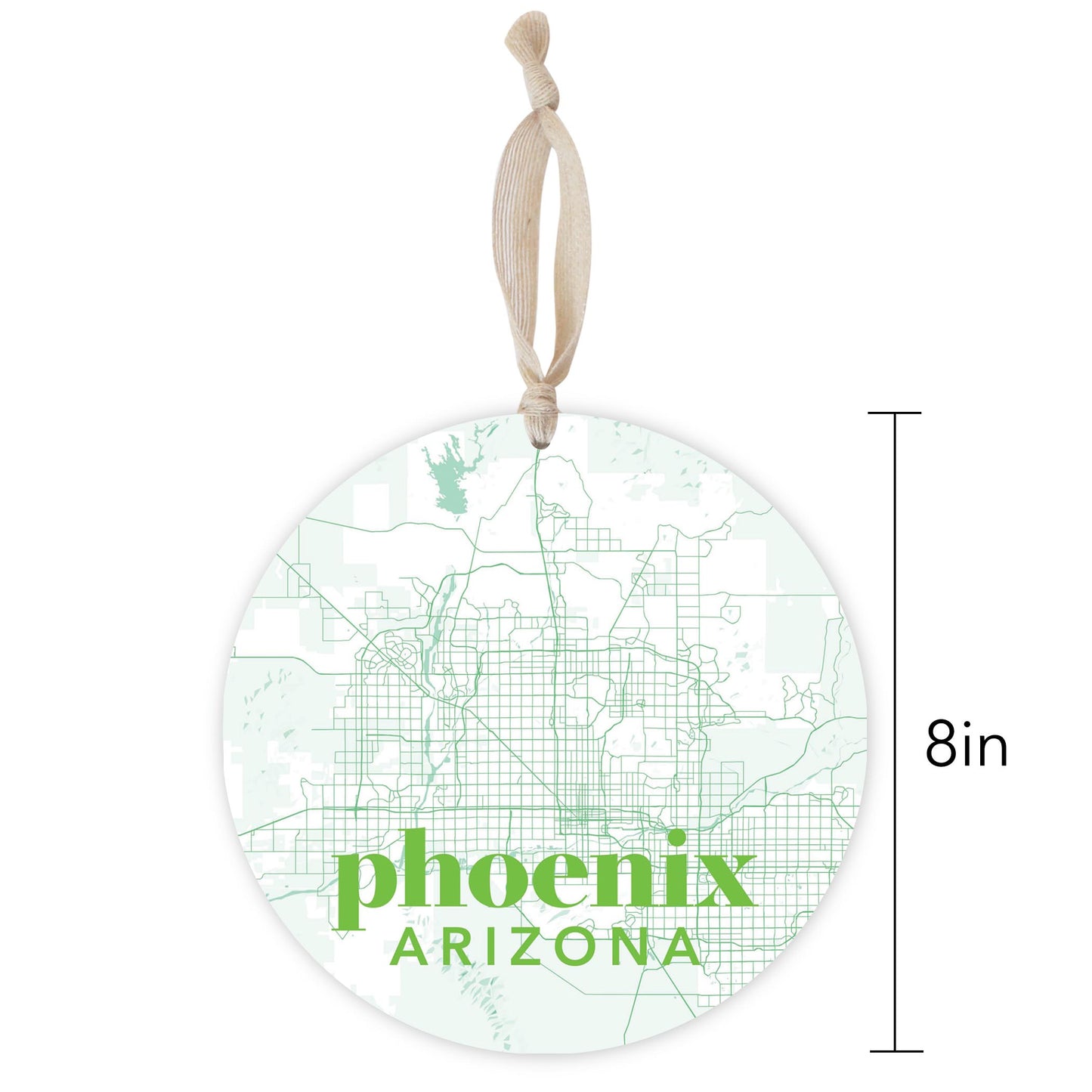 Bright Modern Green Map Arizona Phoenix | Wood Ornament | Eaches | Min 1