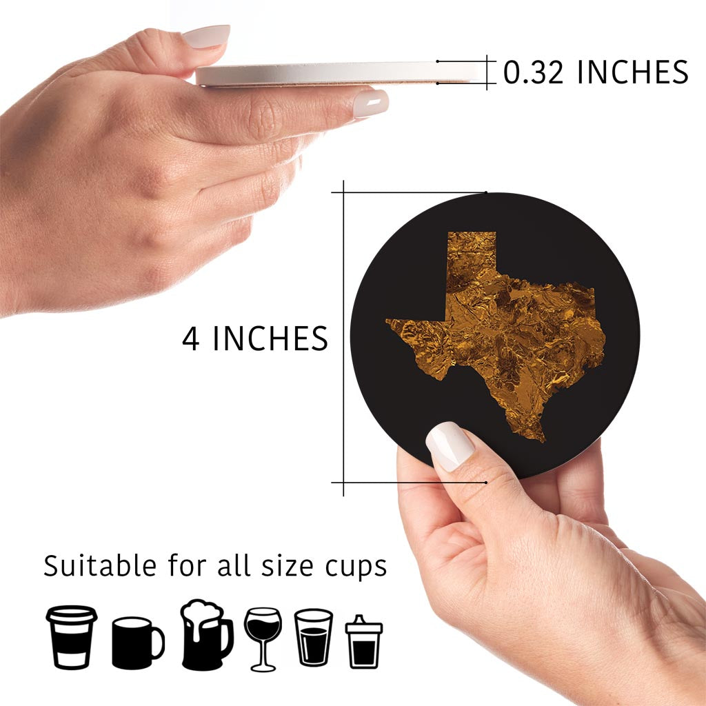 Texas State Shape Copper | Absorbent Coasters | Set of 4 | Min 2