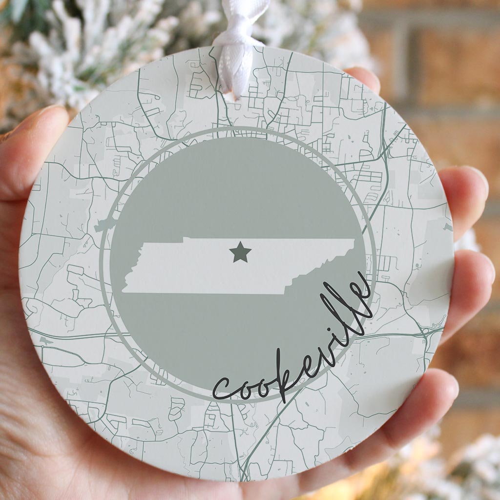 Vintage Groove State Star Map Tennessee Cookeville| Wood Ornament | Eaches | Min 6