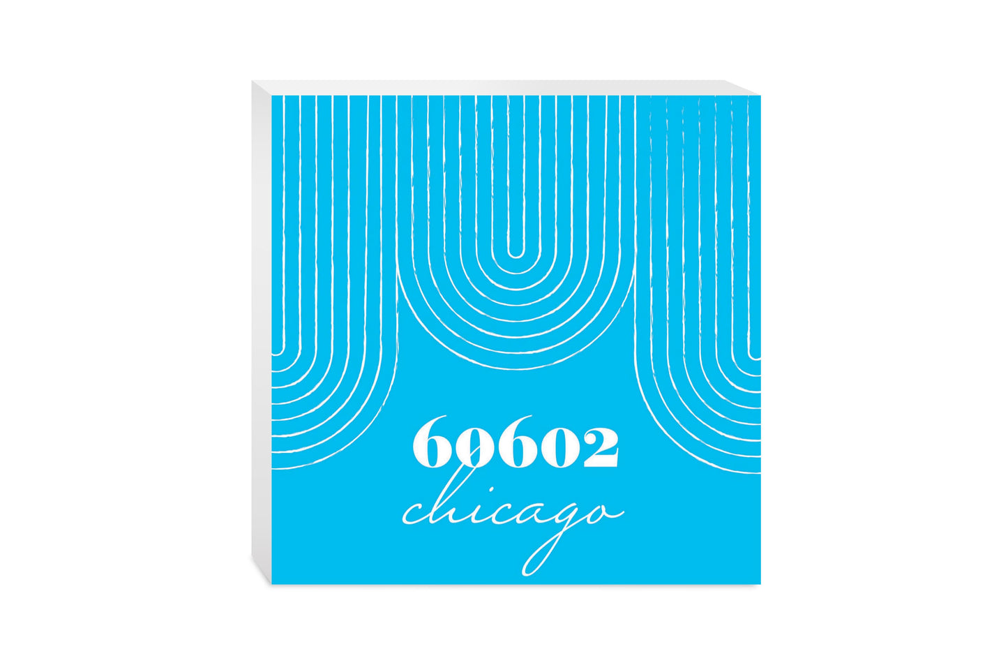 Bright Modern City Zip On Teal Illinois Chicago | Wood Block | Eaches | Min 2