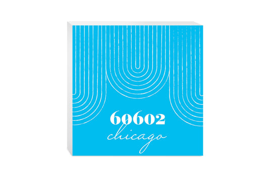 Bright Modern City Zip On Teal Illinois Chicago | Wood Block | Eaches | Min 2