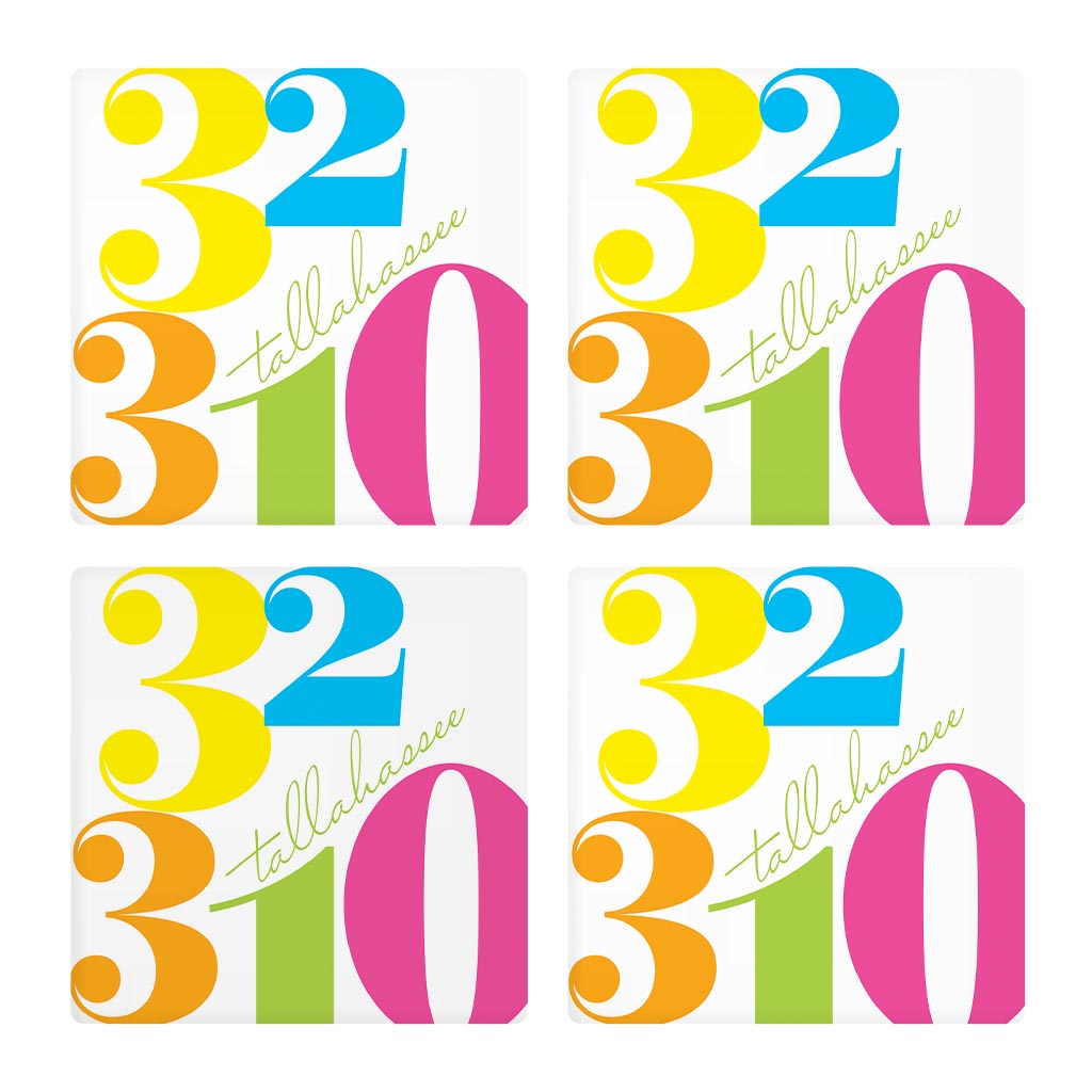 Bright Modern Color Block City Zip Florida Tallahassee | Absorbent Coasters | Set of 4 | Min 2