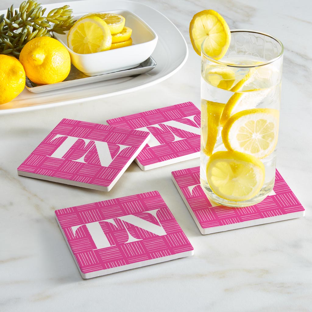 Bright Modern Abbreviated On Pink Tennessee | Absorbent Coasters | Set of 4 | Min 2