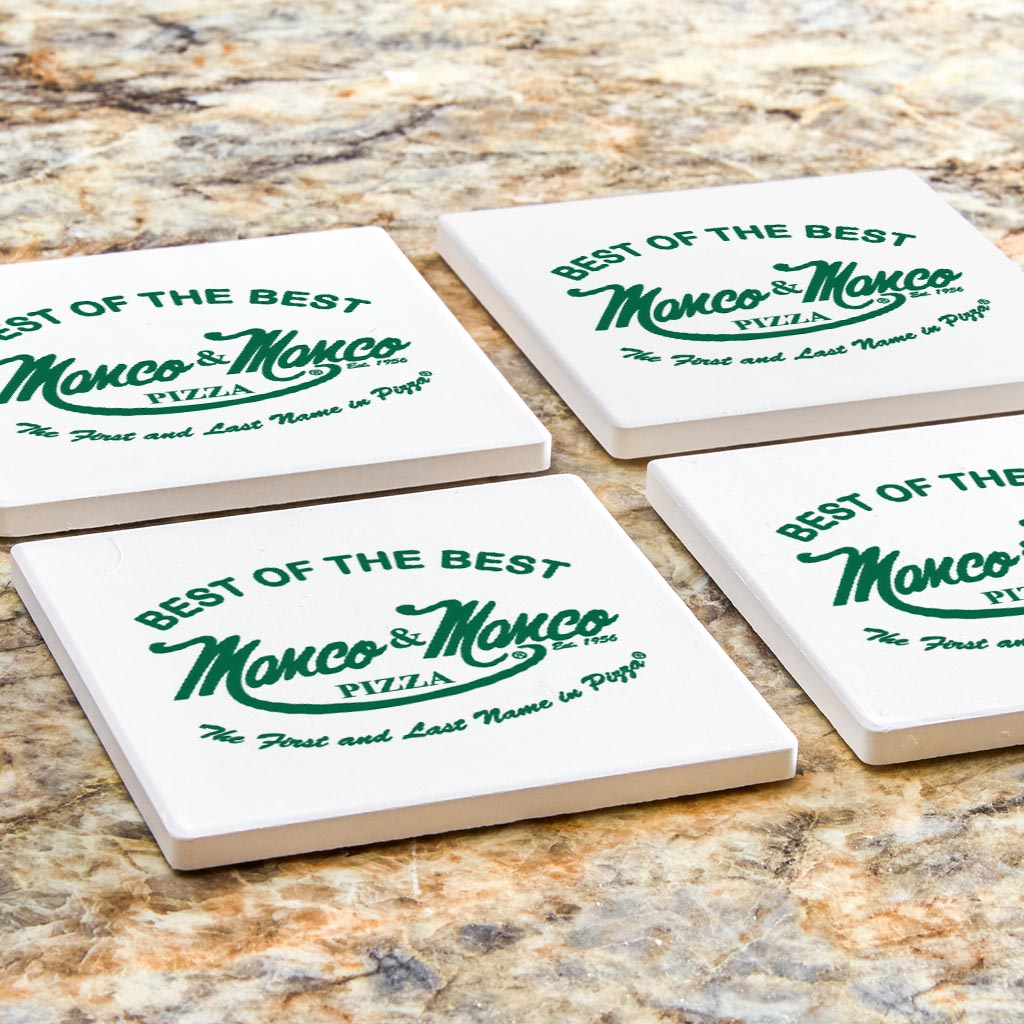 Manco Pizza Logo | Absorbent Coasters | Set of 4 | Min 2