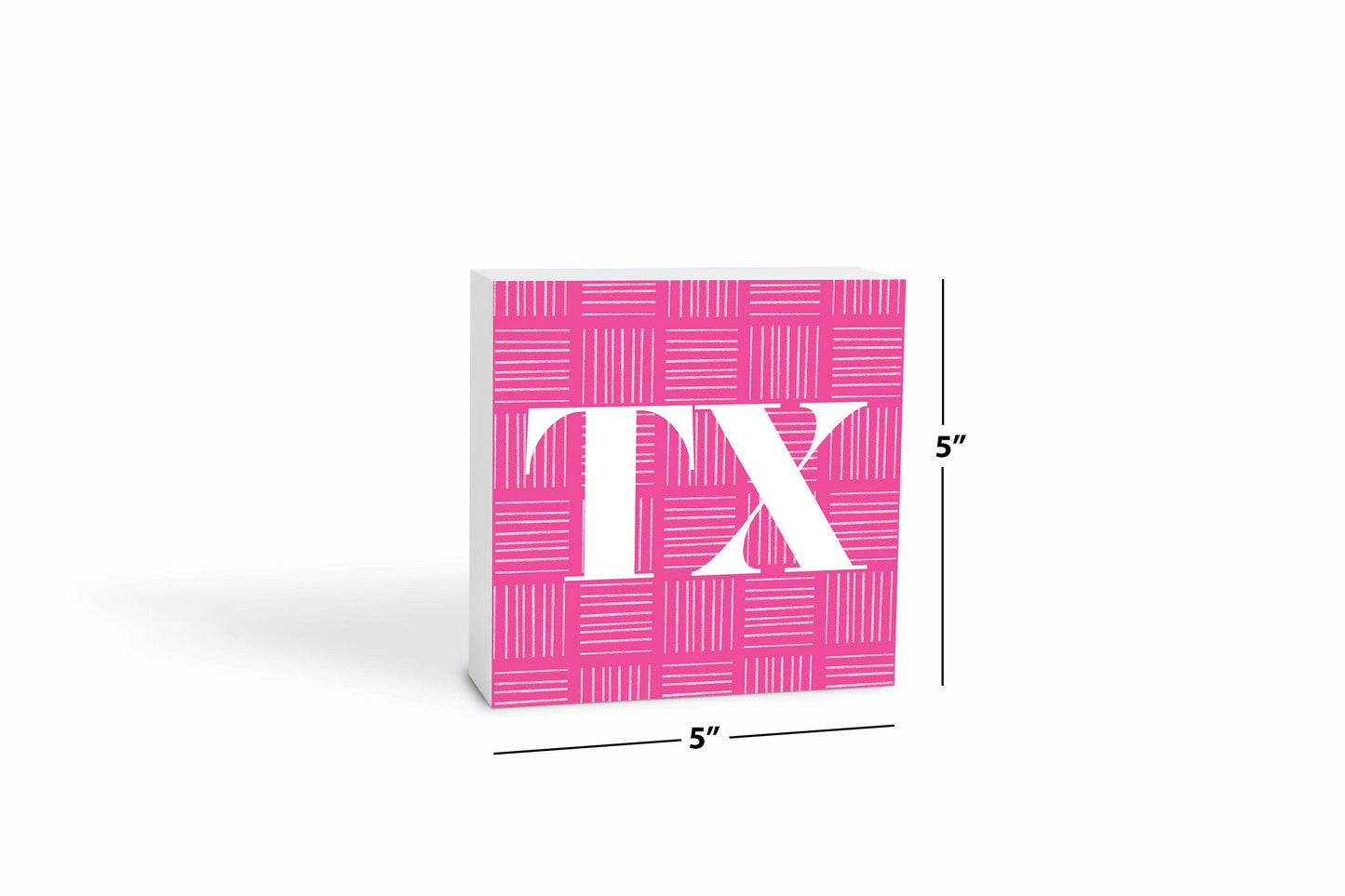 Bright Modern Abbreviated On Pink Texas | Wood Block | Eaches | Min 4