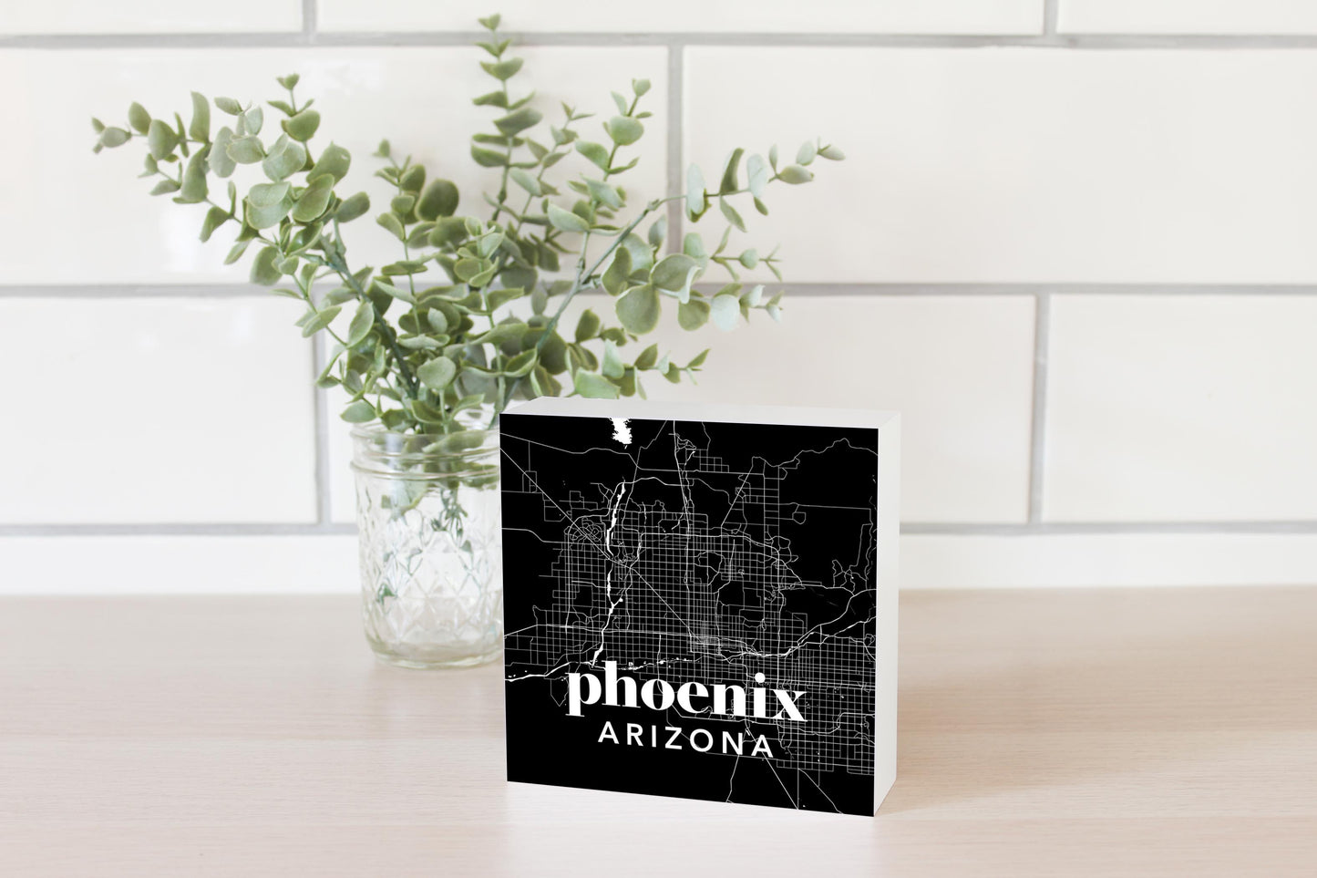 Black And White Black Map Arizona Phoenix | Wood Block | Eaches | Min 4