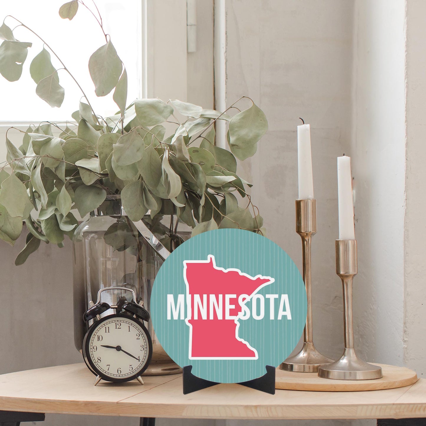 Boho Color State On Blue Minnesota | Wood Sign | Eaches | Min 1