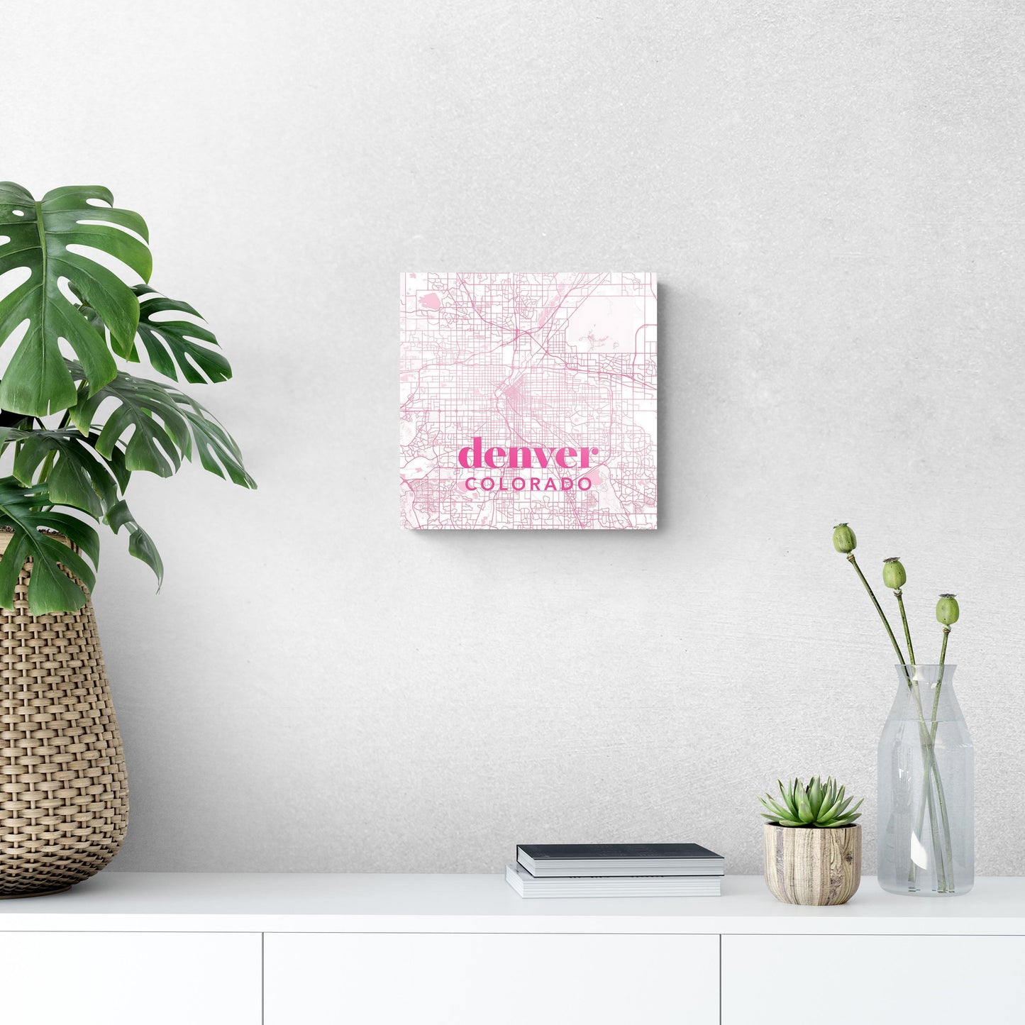 Bright Modern Pink Map Colorado Denver | Hi-Def Glass Art | Eaches | Min 1