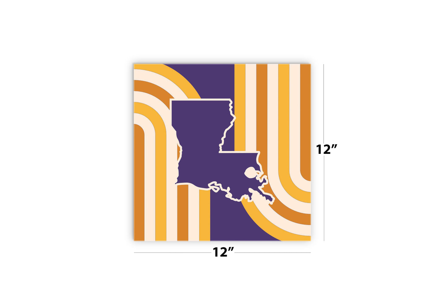 Purple Gold Louisiana Retro State Shape | Wood Sign | Eaches | Min 2