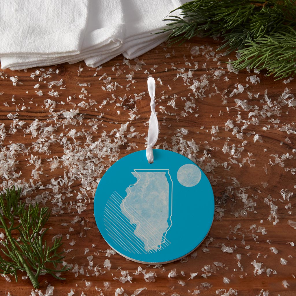 Bright Modern Geometric On Blue Georgia | Wood Ornament | Eaches | Min 6