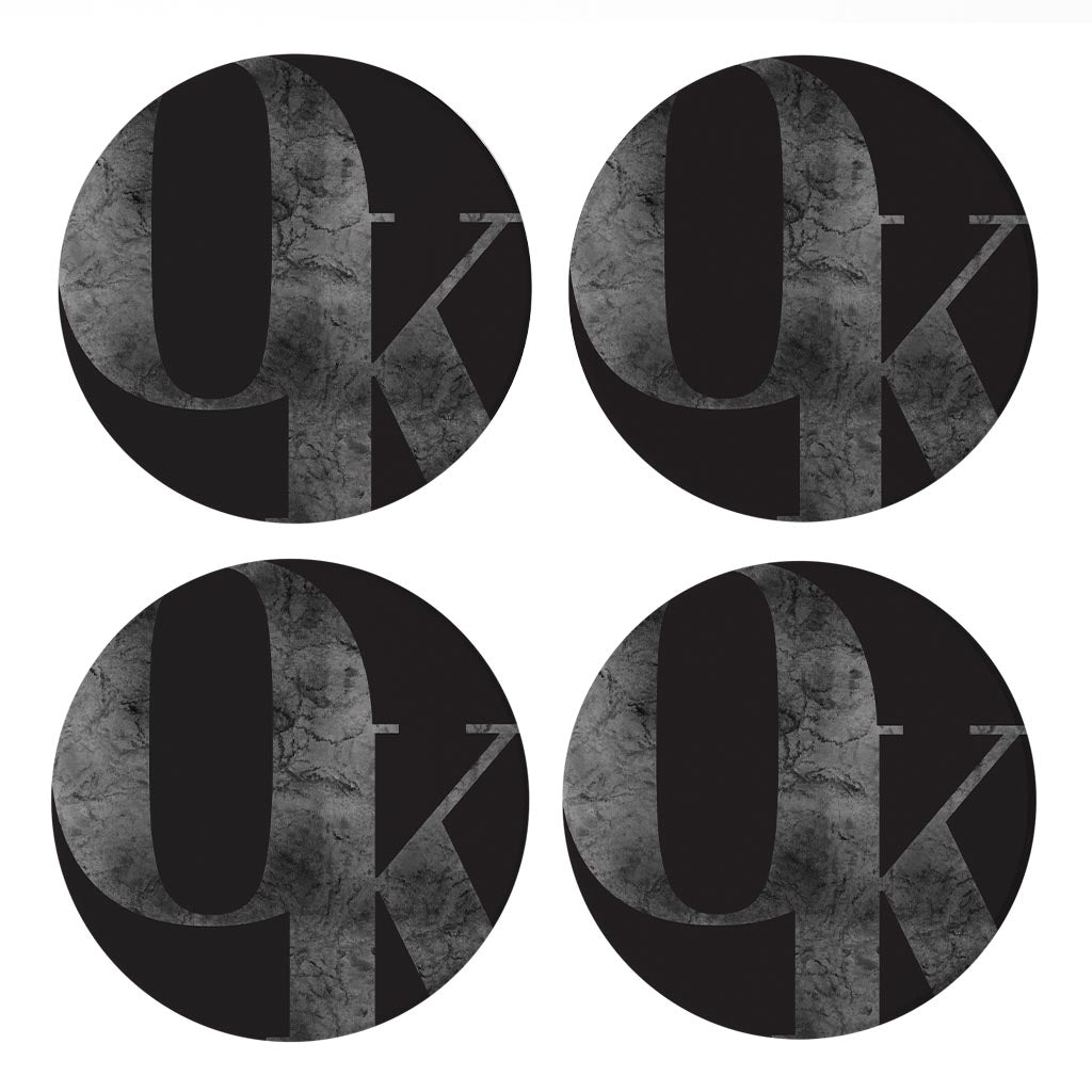 Minimalistic B&W Ardmore Ok Black Initials | Absorbent Coasters | Set of 4 | Min 2