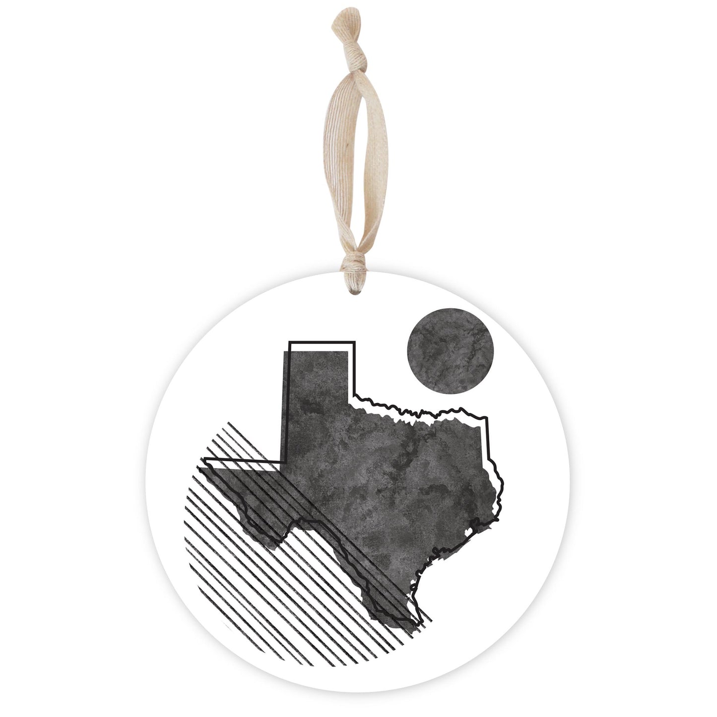 Black And White Geometric On White Texas | Wood Ornament | Eaches | Min 1