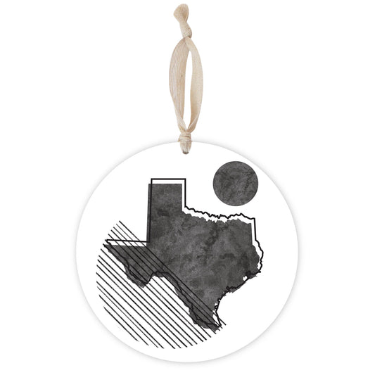 Black And White Geometric On White Texas | Wood Ornament | Eaches | Min 1