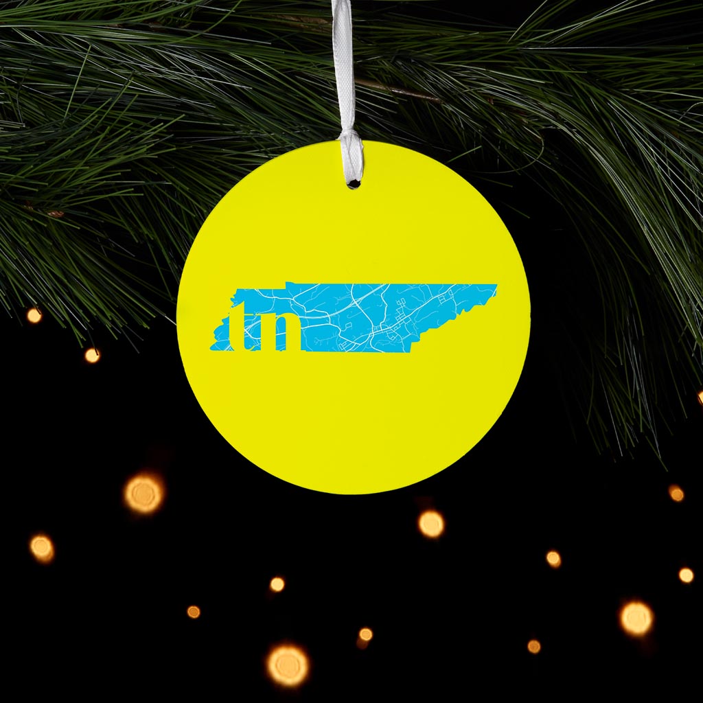 Bright Modern Abbreviated State Yellow Florida Blountville| Wood Ornament | Eaches | Min 6