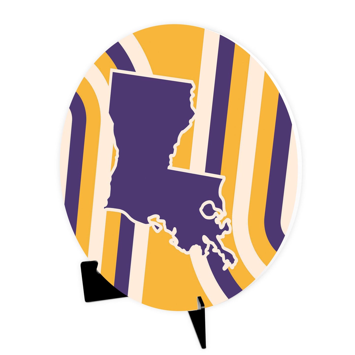 Purple Gold Louisiana Retro State Shape | Wood Sign | Eaches | Min 1