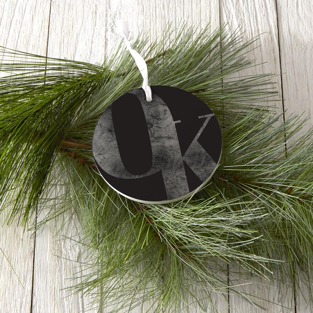 Minimalistic B&W Ardmore Ok Black Initials | Wood Ornament | Eaches | Min 6