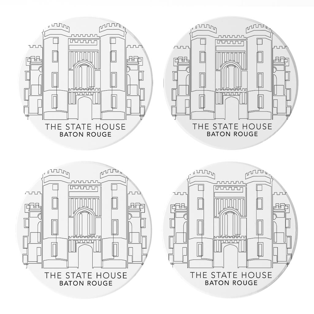 Minimalistic Baton Rouge State House| Absorbent Coasters | Set of 4 | Min 2